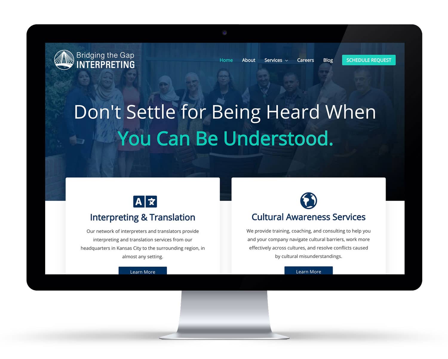 cp-web-iMac-mockups-btgi-after iMac displaying a interpreting translation company website redesign