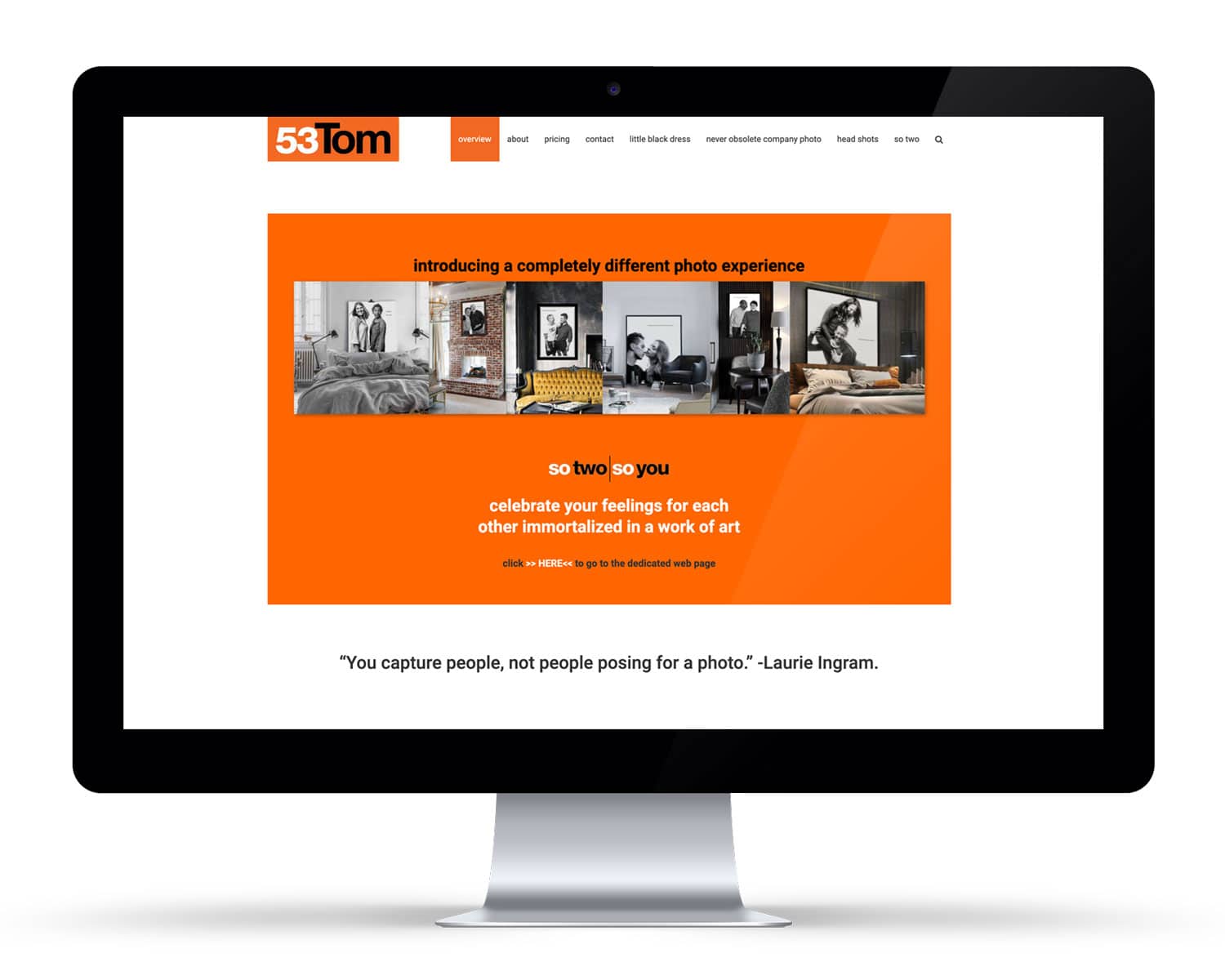 iMac displaying a portrait photographer website DIY WordPress