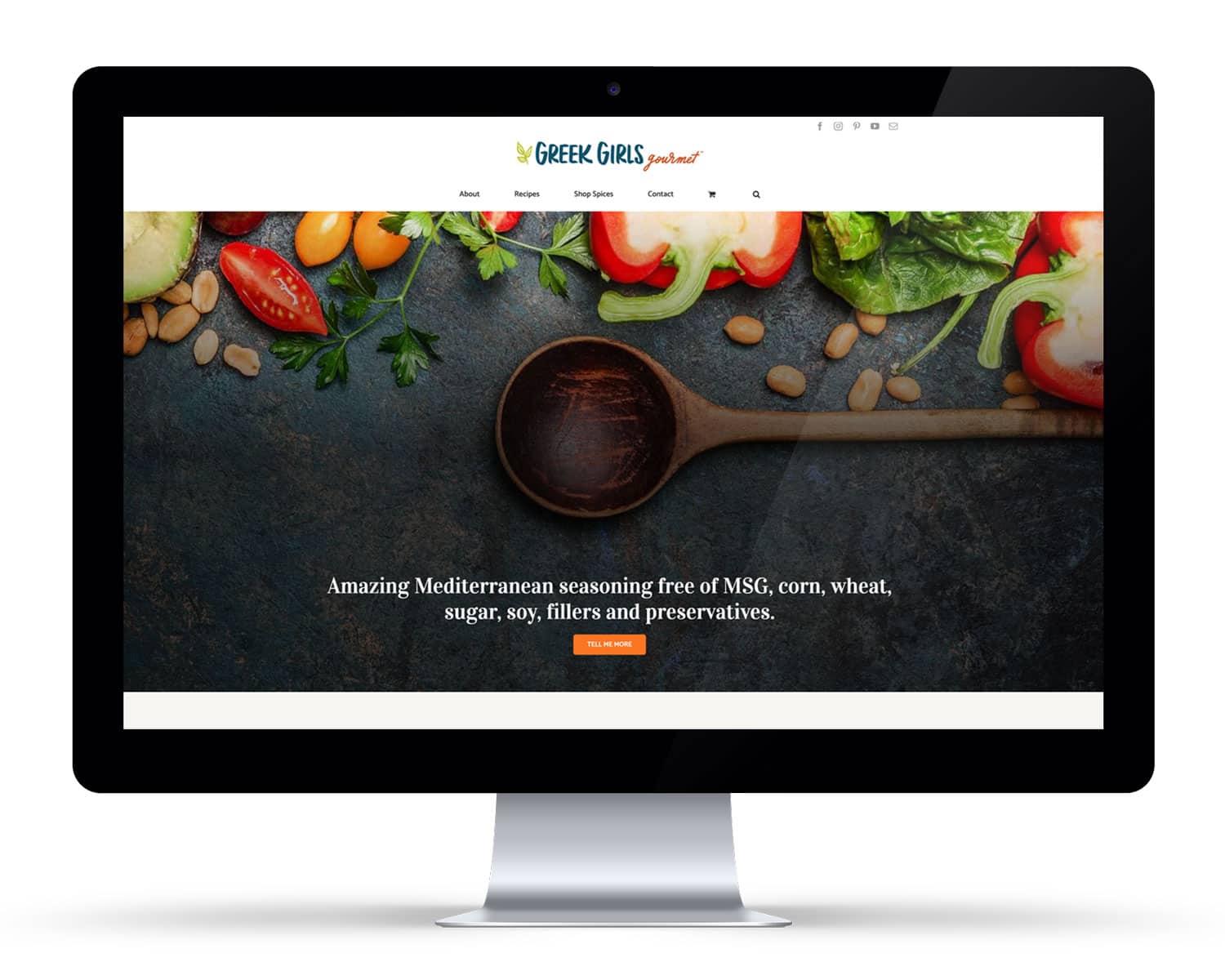 iMac displaying a food product website DIY WordPress
